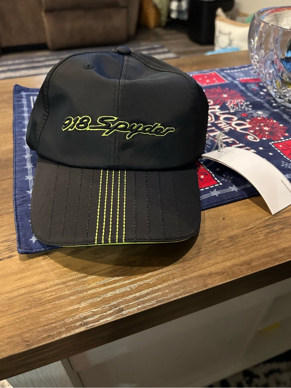 Porsche Design 918 Spyder Black Cap with Neon Yellow Stitching